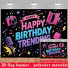 Trendy Happy Birthday Banner Backdrop Microphone Camera Notes Stars
