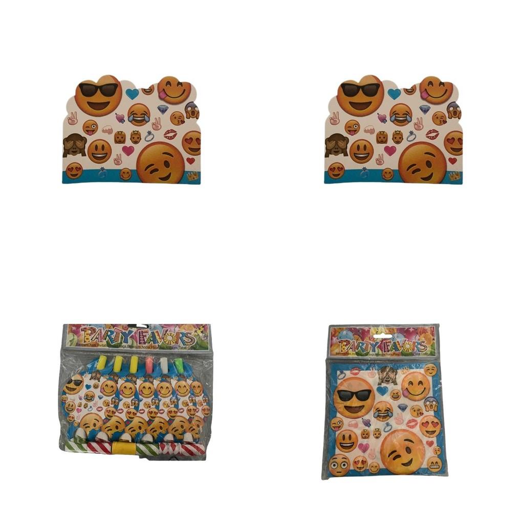 Emoji Party Tableware Set With Disposable Plates Cups Napkins And Tablecloth For Holiday Celebrations