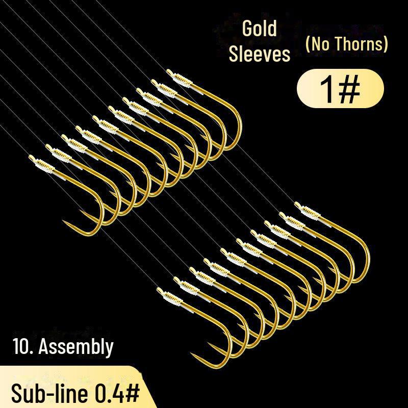 Gold Sleeve Anti-Tangle Double Hook Fishing Line Set for Crucian Carp