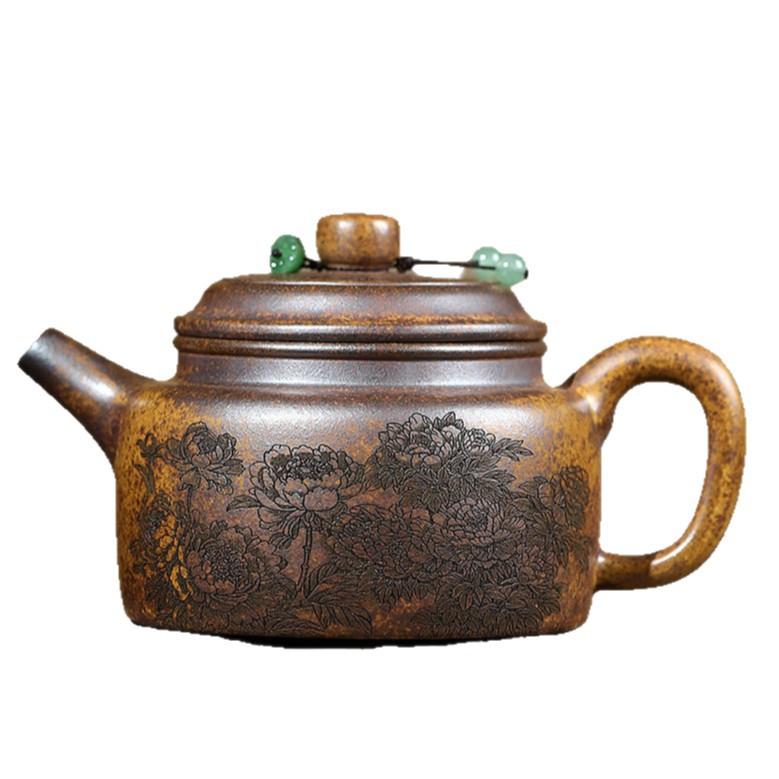 

600ml Yixing Purple Clay Teapots Handmade De zhong Pot Raw Ore wood-fired porcelain Mud Tea Brewing Kettle Zisha Tea Set
