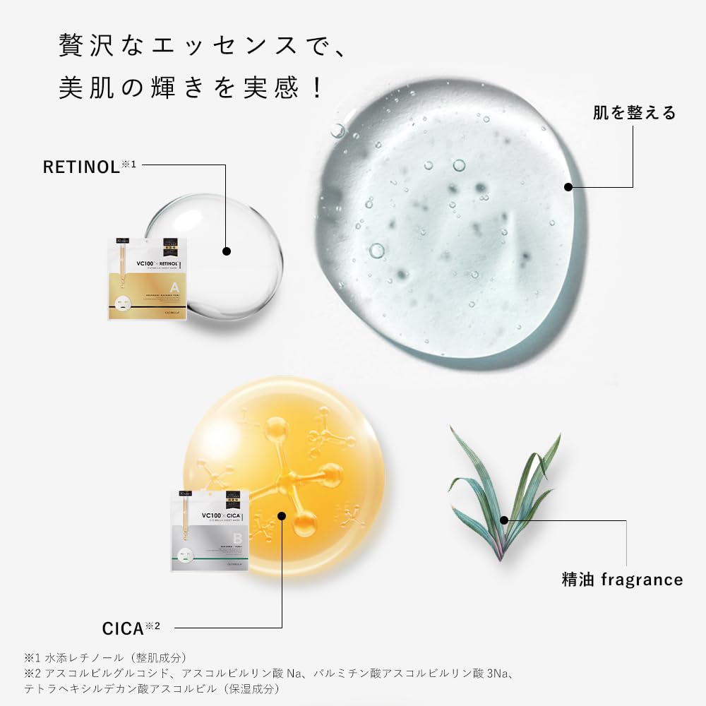 CICIBELLA Masque Visage 30 Pièces Masque Visage Cellules Souches Humaines Masque en Tissu Exosomes Fabriqué au Japon Grande Capacité Haute Concentration VC200 Hydratant pour le