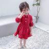 Girls' Dress Heart Dot Full Print Children's Long Sleeve Shirt Dress