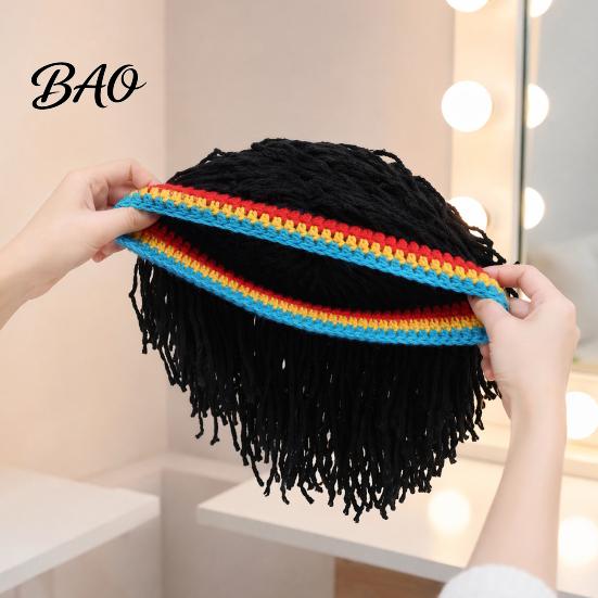 Partykostüm Hut Hip Hop Stil Hut, Einteilige Dreadlock Perücke Gestrickte Jungen und Mädchen Elastische Faser Kappe, Musikfestival für Partys Festivals Halloween
