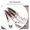 Western Cutlery Set: 5-Piece Stainless Steel with Wooden Handle - Includes Steak Knife for Fast Delivery