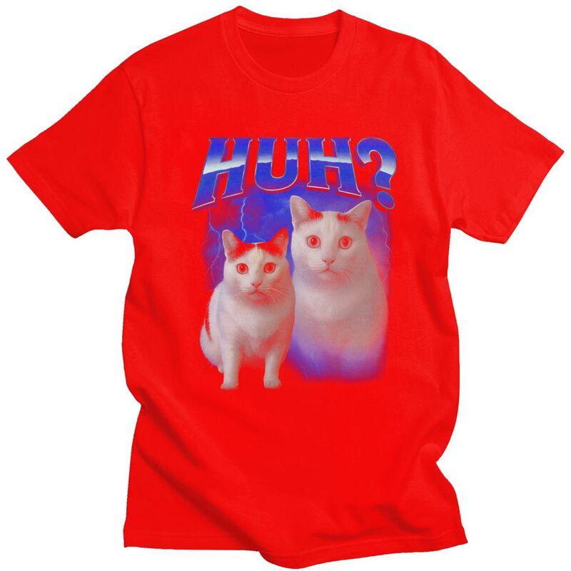 

Men Huh Cats Meme Funny T Shirts 100 Cotton Sarcastic Animal Quotes Colthing Fashion Casual Creative Graphics Tee Tops S