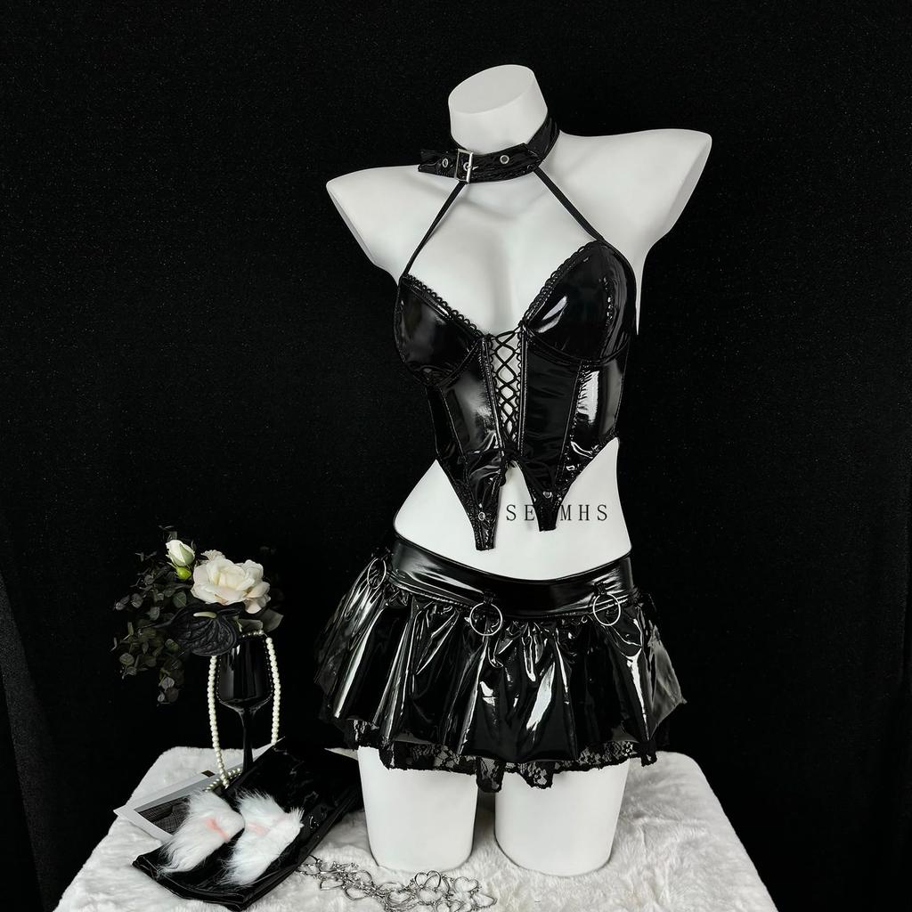 Cosplay Sexy Erotic Little Devil Witch Demon Moe Temptation Seduction Small Breasts PU Erotic Maid Cute Extreme Costume Disguise Halloween Gloves