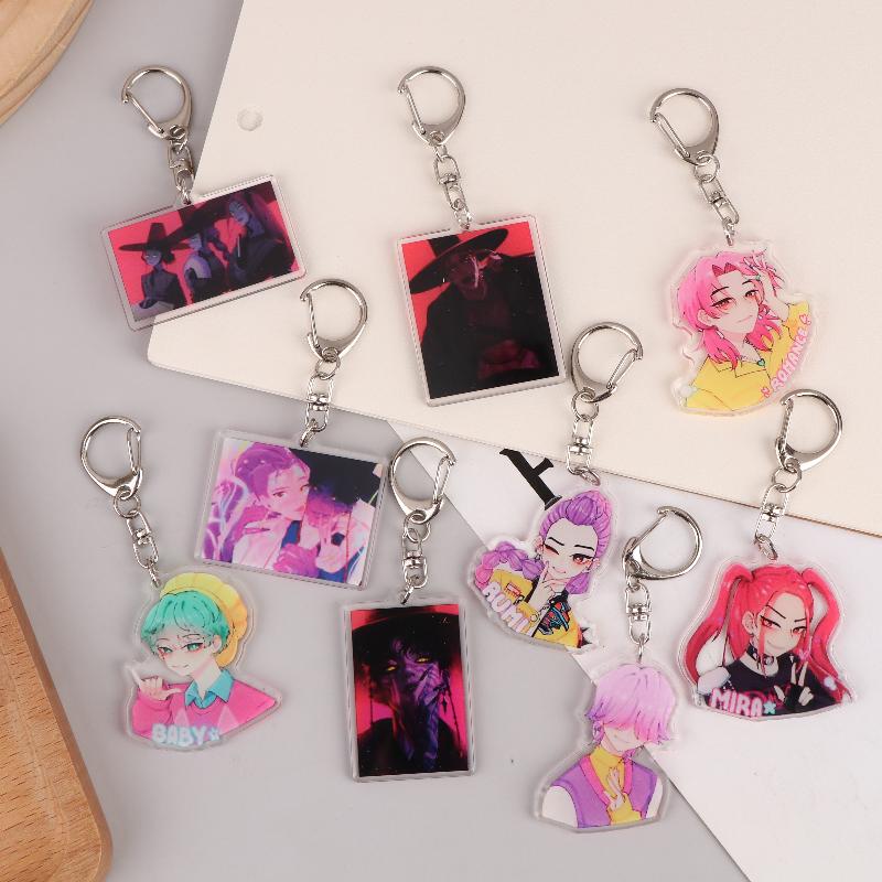 Kpop Demon Hunters Huntrix Saja Boys Keychains For Accessories Jewelry Rumi Zoey Jinu Mira Sold My Soul Keyrings Fans Gifts