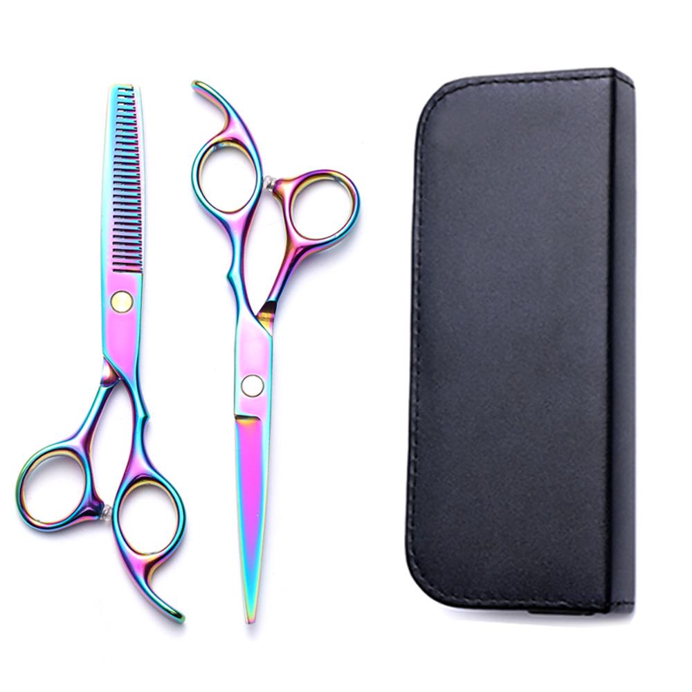 Hairdressing Scissors Set: Colored Straight-Tooth & Thinning Bangs Scissors for Professional Stylists