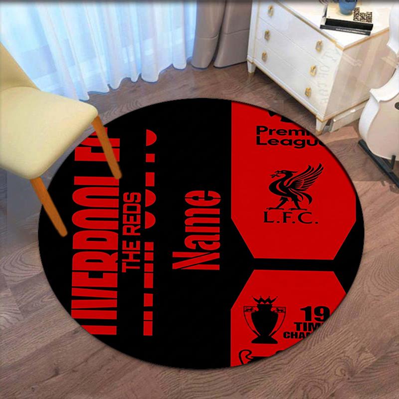 Custom Name Liverpool Football Club Printed Round Rug Carpet Chair Rug Area Rug Entryway Doormats,for Office Chair Living Room Bedroom Kitchen Room.