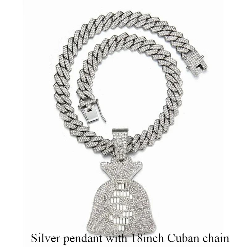 New Arrival Alloy Money Bag & Coin Pendant Cuban Chain Necklace - Trendy Hip-Hop Rap Jewelry for Men