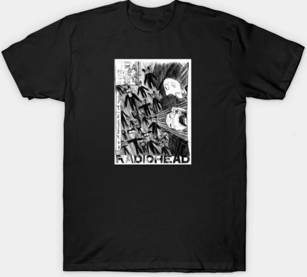 RADIOHEAD Короткий рукав Мужская Женская Унисекс S-3XL Черная Фан-арт Унисекс Футболка XL