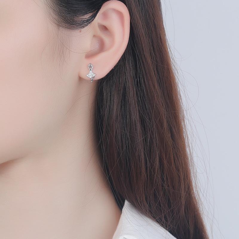 S925 Pure Silver Bud Dance Earrings for Girl Sweet Full Diamond Bar Simple Fashion Student Silver Jewelry