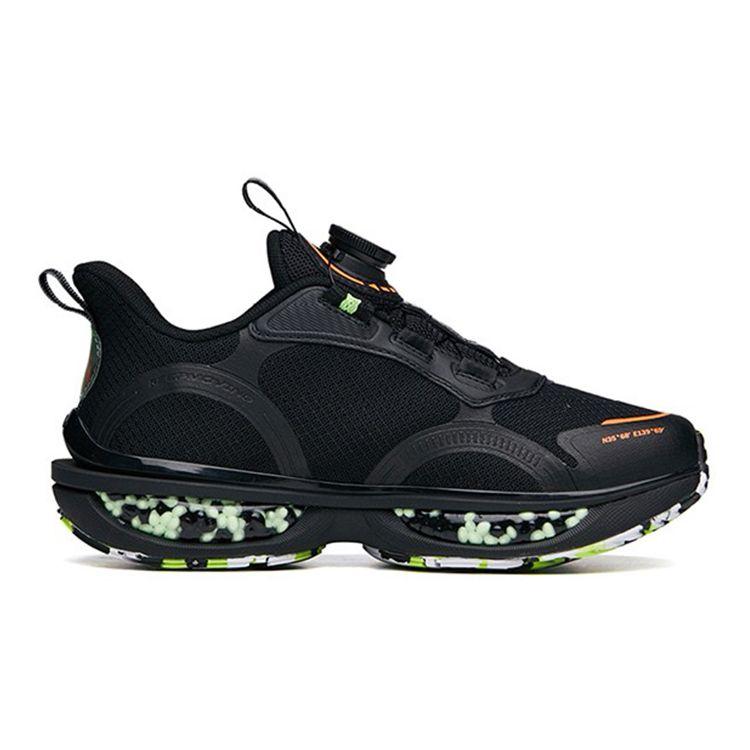 Anta Versatile Casual Shock Absorbing Non-Slip Durable Low-Top Running Shoes Kids sneaker Black Green 312145551-6