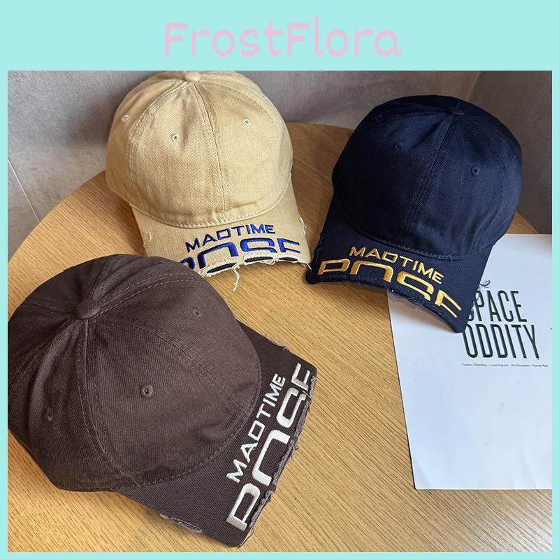 Embroidery Madtime Letter Cotton Cap With Wide Brim Outdoor Sun Gift Protection