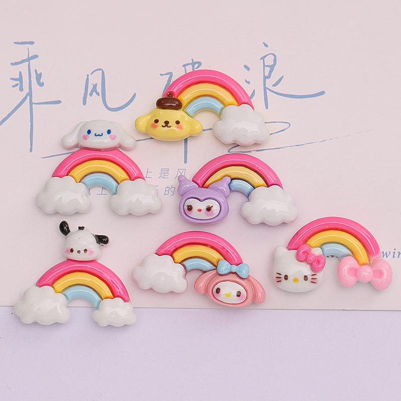 10 Pcs New Mini Kawaii Cartoon Animal Rainbow Kitten Series Resin Scrapbook Diy Jewelry Children Gift Hairpin Accessories A5