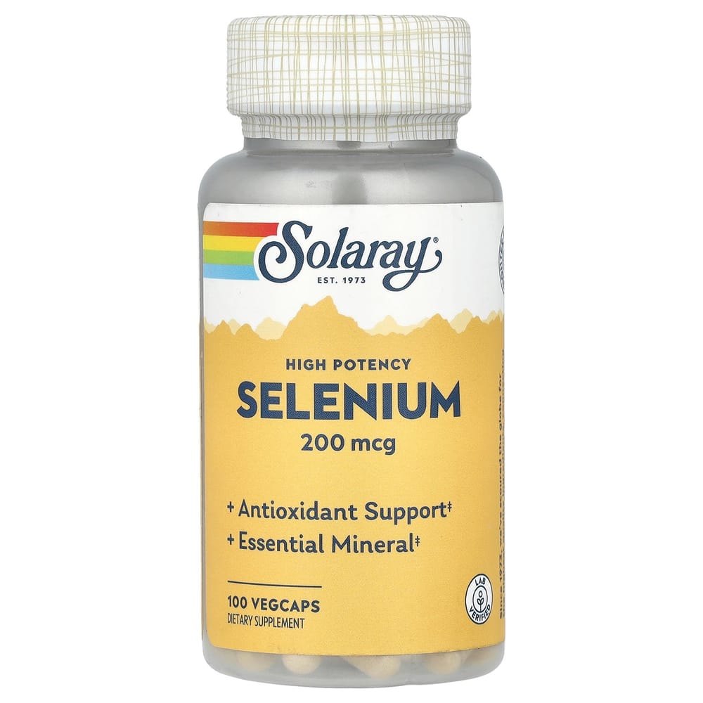 Solaray Selenium 200mcg Vegetarian Capsules, 100 Count
