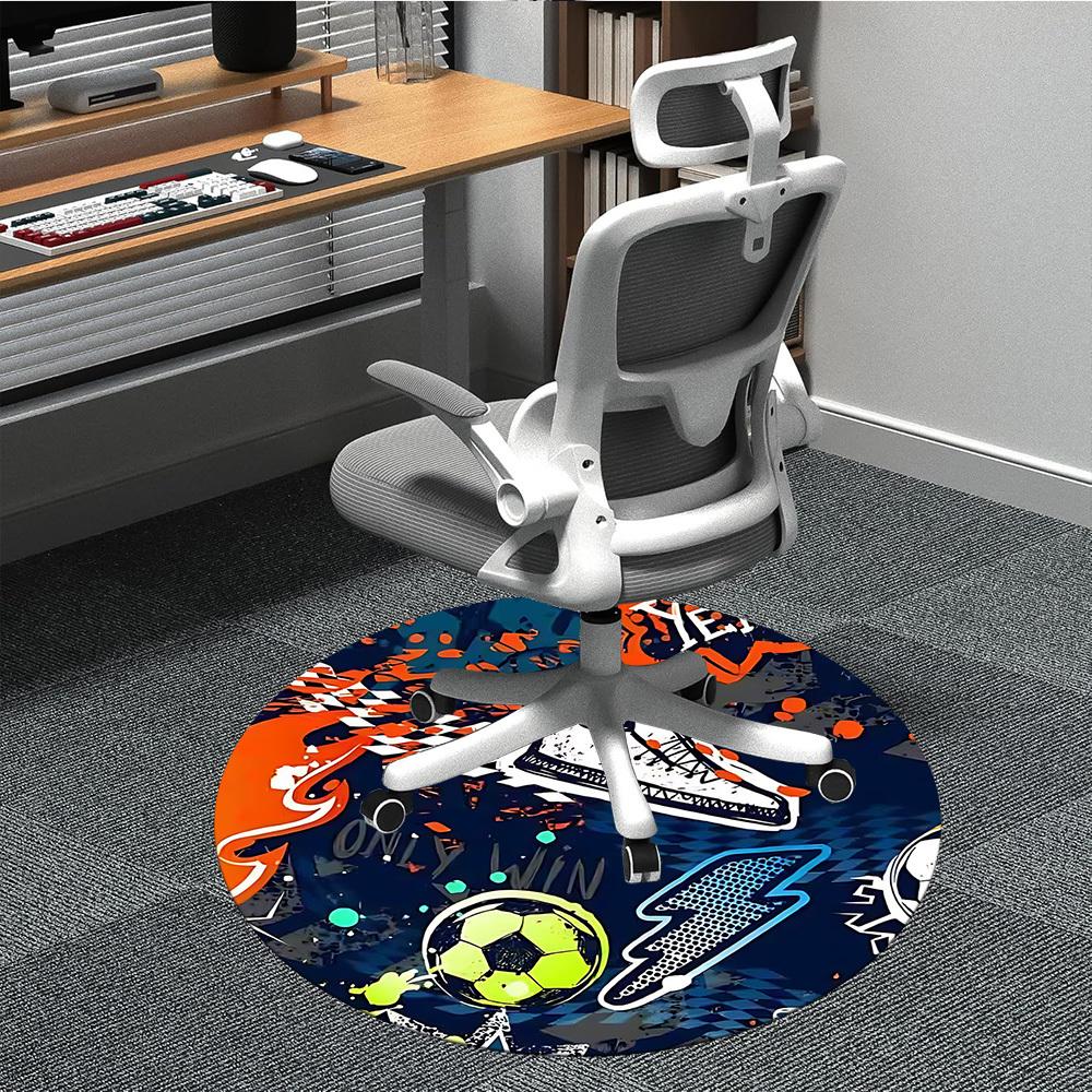 1 Stück Fußball Sport Büro Runder Teppich, Matte Geeignet für Büro, Unter Bürostühlen Schlafzimmer Wohnzimmer Heimdekoration, Raum Deko