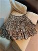 Leopard Print Corduroy Ruffle A-Line Skirt - Sweet Elastic Waist Fluffy Mini Skirt for Spring/Autumn