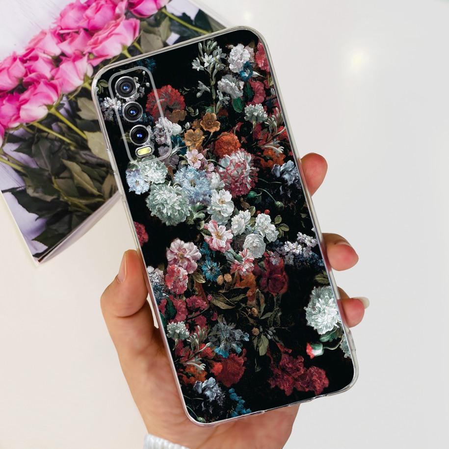 For Vivo Y11s Y12s Case V2028 V2026 V2033 Popular Flower Clear Silicon Back Cover For Vivo Y20 Y20i Y20s V2029 V2027 V2032 Funda