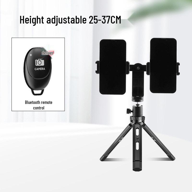 Adjustable Dual Phone Holder with Multi-position Fill Light for Car and Live Streaming
