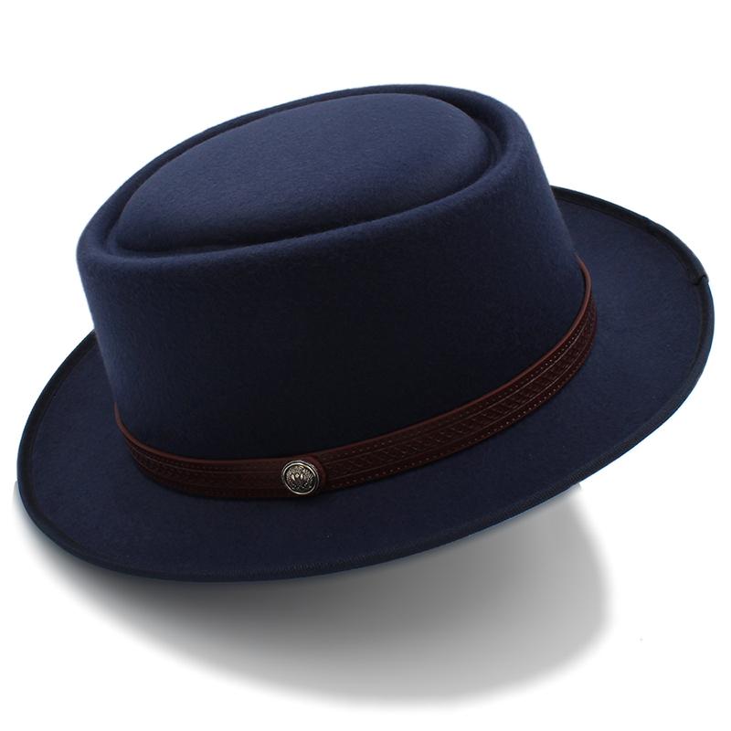 Vintage Porkpie Hats for Men Solid Black Fedora Hats Simple Pork Pie Hat Gentleman Fashion Sombrero Hombre Chapeu Masculino Show