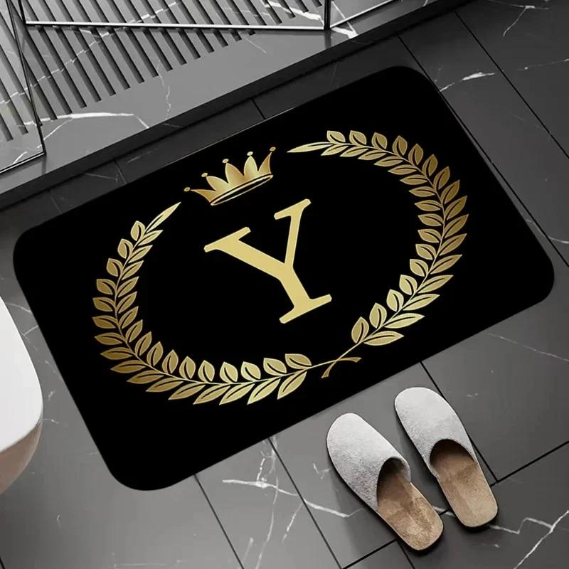 Disney Black Golden Crown Letter Floor Mats Non-slip Kitchen Rug Doormat Entrance Door Home Welcome Carpet Exquisite