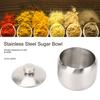 Stainless Steel Condiment Pot with Lid Spice Container Sugar Bowl  Salt/Peppers/Coffee