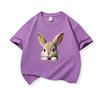 Kids Cotton T Shirt Cute Peeking Rabbit Print Crew Neck Short Sleeve Tee Casual Breathable Boys Girls Summer Tops