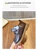 Scarpe Primi Passi in Pelle Stile Britannico Unisex per Bambini con Suola in Gomma