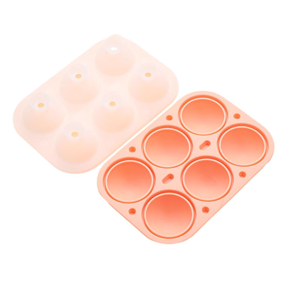 6 Cavity Ice Cubes Molds Silicone Tray for Coffee-peach