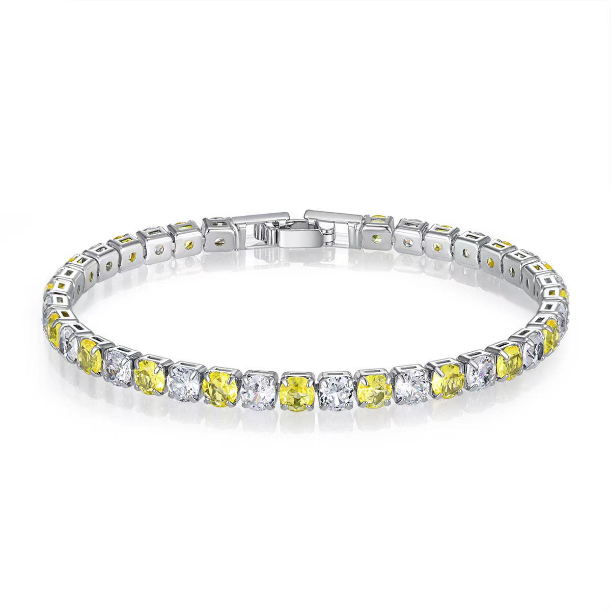 Europäisches & Amerikanisches Zirkon Armband Set: Zweifarbige Kristallperlen & Weißgold Tennisarmband 4mm Crystal Zircon white