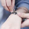 Bracelet jonc Cœur Argenté Délicat pour Pendentif Clé Ensemble Bijoux pour Amoureux pour Jour d'Anniversaire de Couples