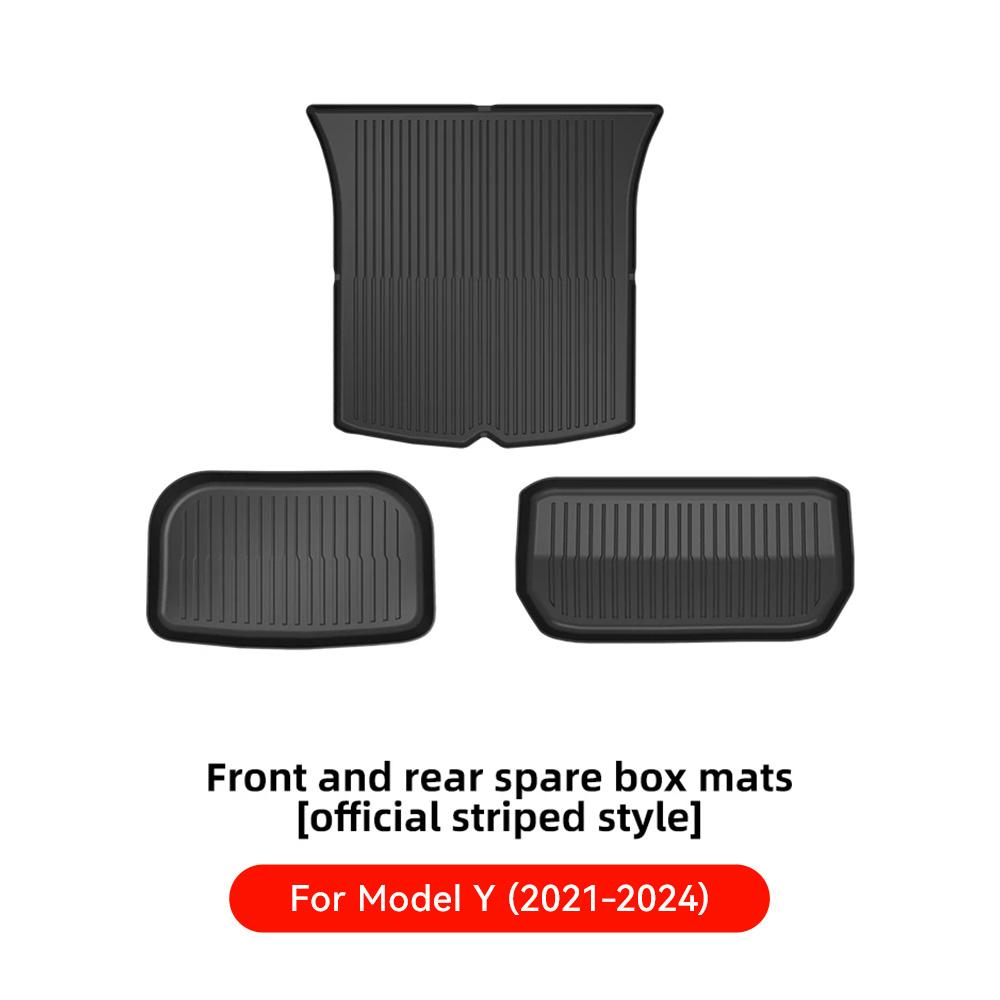 YZ For Tesla Floor Mat Model Y 2025-2025 Model 3 Highland Car Trunk Mat Luggage Mat TPE Waterproof Anti-Slip Set Floor Liner Mat