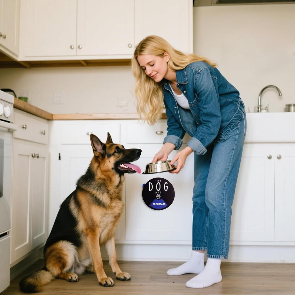 Dog Fed Sign - Dog Feeding Status Spinner with 3 Meals Marked, Did You Feed The Pet Tracker, Pet Feeding Reminder with Double Sided Tape for Fridge,