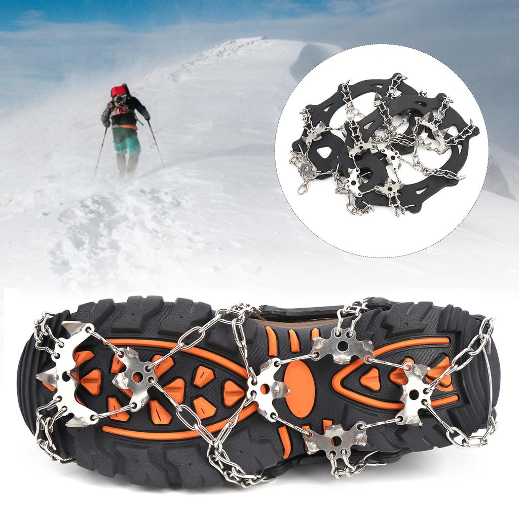 2Pcs 19 Teeth Outdoor Snow Climbing Crampons AntiSlips Shoes Covers Mountaineering Spikes