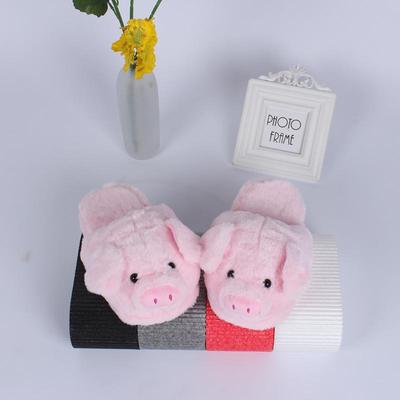 Adorable Cartoon Pink Piggy Plush Slippers - Cozy Cotton for Couples