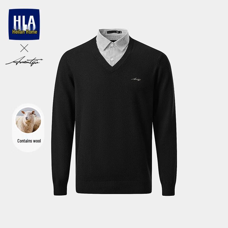 HLA Men s Faux Two-Piece Business Casual Knit Sweater L чёрный