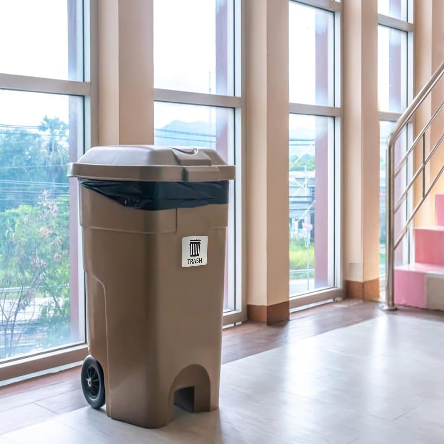 Прочные алюминиевые знаки «Переработка» и «Мусор» – 2 шт., металлические самоклеящиеся знаки для кухонных банок, мусорных баков и уличных контейнеров для отходов,