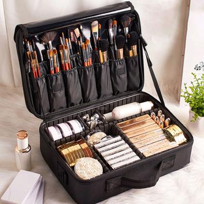 Cosmetic Case Large Capacity Portable Oxd Cloth Artist Storage Bag with Adjustable Dividers Women