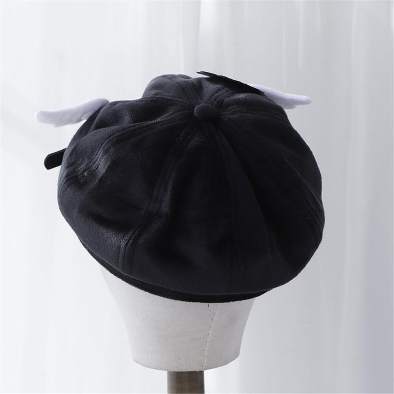 Trendy Wing Embellished Beret Hat Unique Wing Beret Hat Large Border Hat for Casual Outings or Art Exhibitions