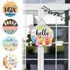 Tropical Wall Decor Hello Summer Door Sign, Ice Pop Flip Flop Welcome Hanger, Party Decoration Farmhouse Hanging Wooden Wreath for Front Home