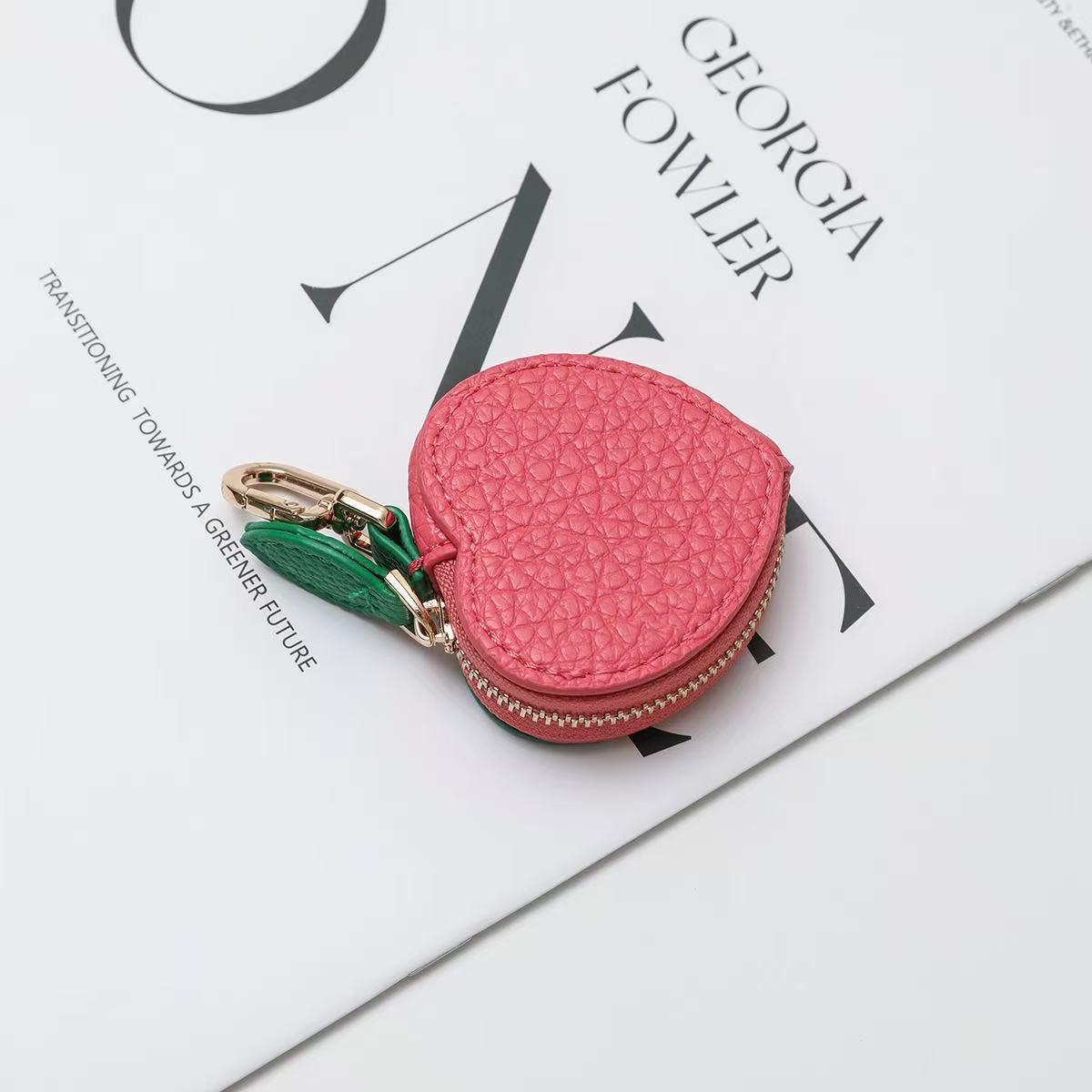 Women s Fashion Strawberry Mini Leather Wallet Keychain & Bag Charm