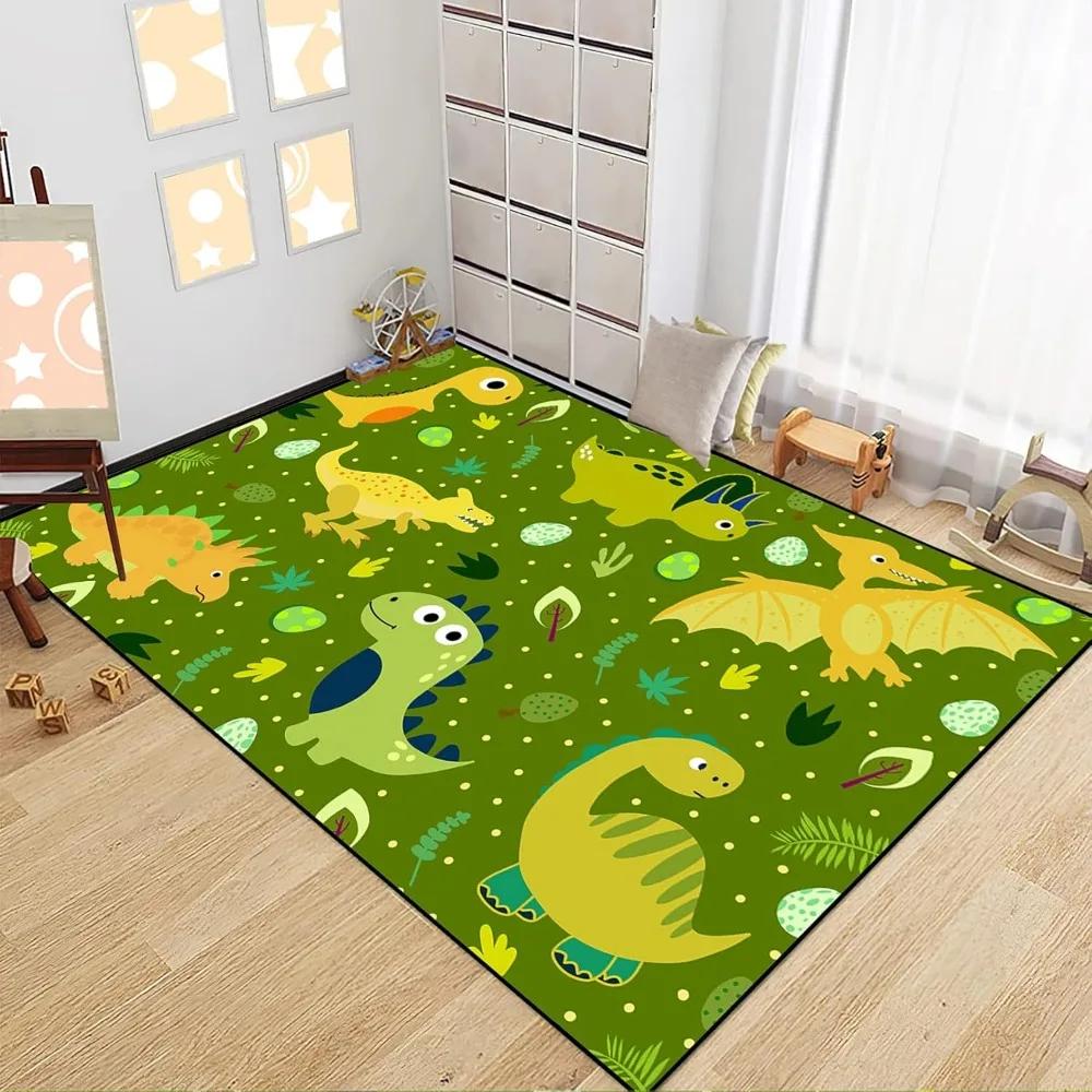 Boys Bedroom Dinosaur Rug Cartoon Dino Area Rugs Funny PlayMat Cute Printed Carpet Polyester Floor Mat Living Room Decor Doormat