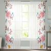 Pink Flowers and Butterflies Tulle Curtains for Living Room Decoration Modern Veil Chiffon Curtains Bedroom Sheer Voile