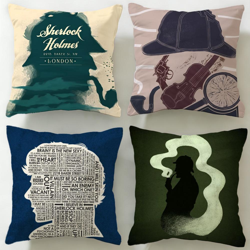 Beliebte Sherlock Holmes Kissenhülle Weich Leicht zu waschen Kissenbezug Vielseitig für Sofa Bett Reise und Büro