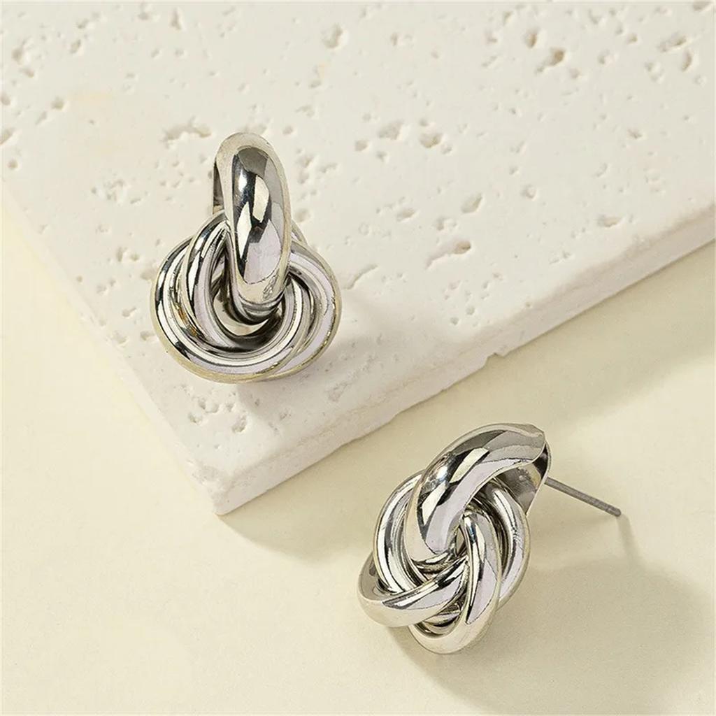 2Pcs Trendy Stainless Steel Gold Color Knot Hoop Earring For Women,Shiny Cute Tragus Cartilage Ear Stud Suitable Give Girlfriend