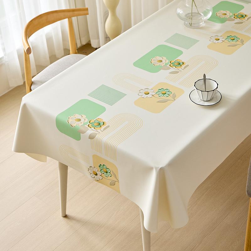 Tovaglia Rettangolare in Ecopelle con Stampa Floreale di Campagna Impermeabile Resistente all'Olio Resistente al Calore Copritavolo Senza Lavaggio
