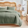 1pc Bedspread+ Pillowcase 3pcs Set Solid Color Ultrasonic Quilted Bedsheet Gentle Breathable Blanket for Home Decoration