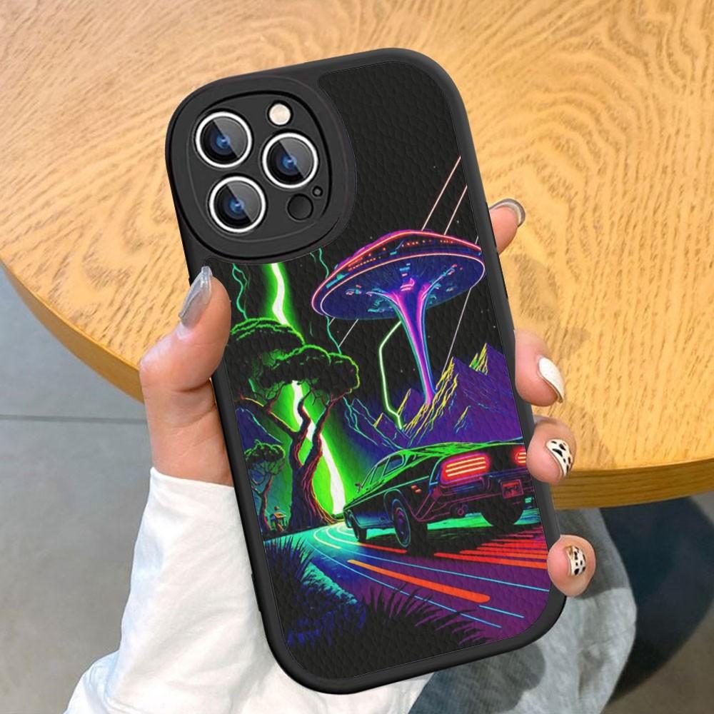 Estetyka Uroczy Kreskówkowy obcy kosmiczny Etui na telefon Twarda Skóra Dla iPhone 14 13 12 Mini 11 14 Pro Max Xs X Xr 7 8 Plus Fundas