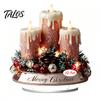 New Year Party Supplies Christmas Candle Ornament, 2D Flat Acrylic Ornament with Base, Tabletop Ornaments Snowman Reindeer Festive Table Centerpiece